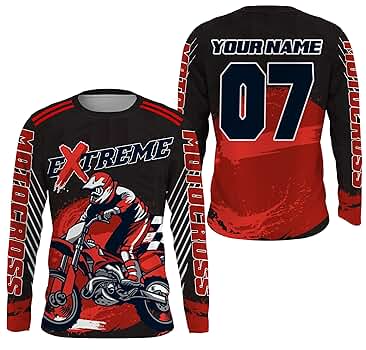 Amazon.com: Kid&Adult Custom Red UPF30+ Motocross Jersey